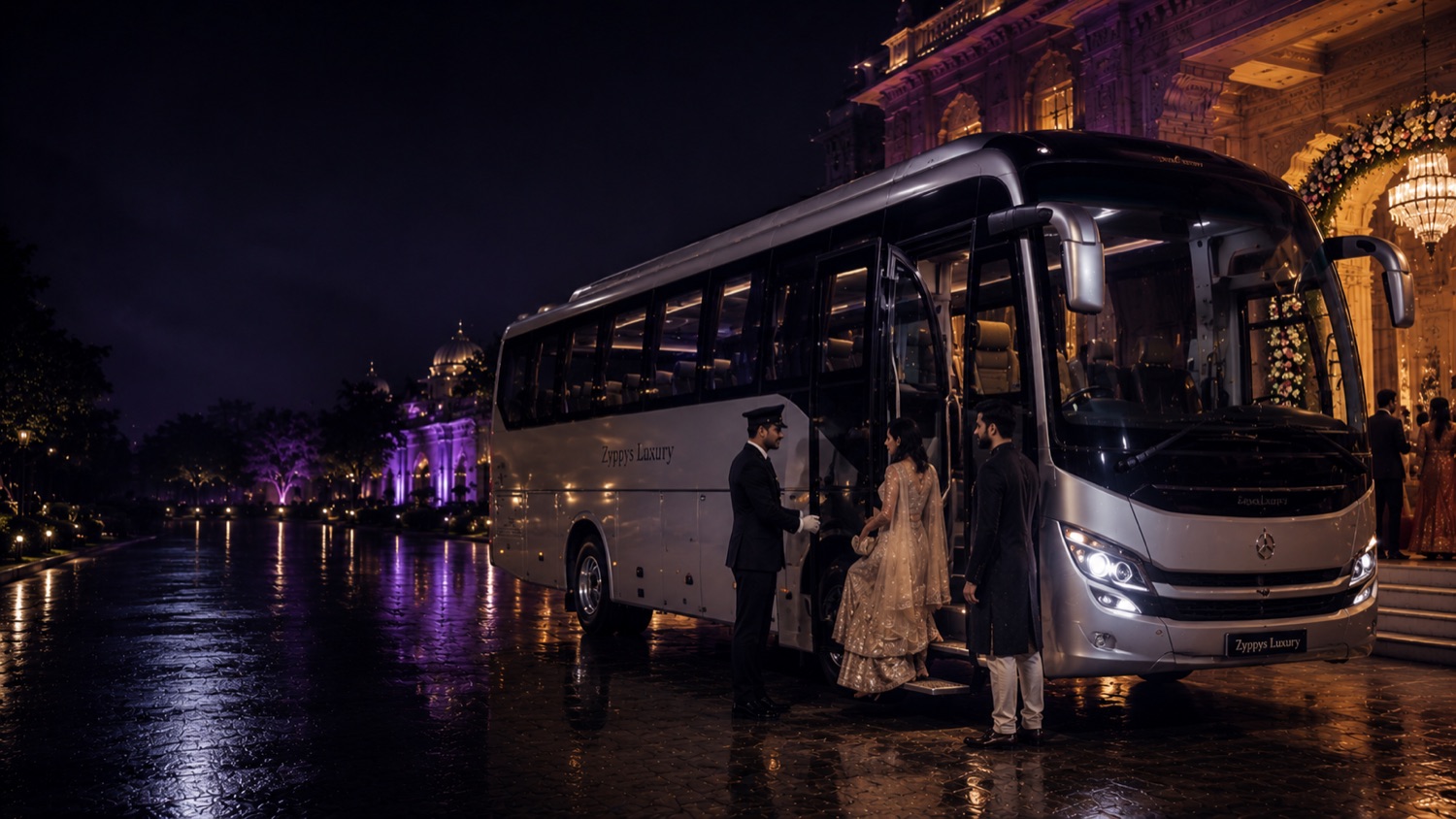 Luxury coach for wedding guests